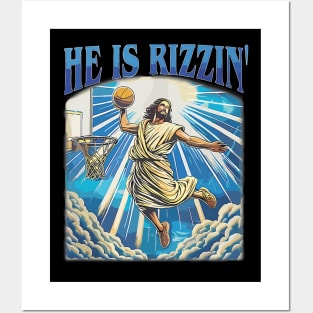 He Is Rizzin' Christian Juses Basketbal Happy Easter Posters and Art